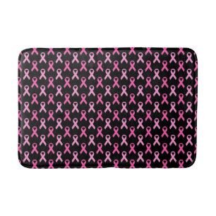 Tapete De Banheiro Padrão de Laço Rosa de Conscientização do Câncer d