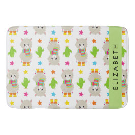 Tapete De Banheiro Padrão De Lhamas, Alpacas, Cactus, Seu Nome