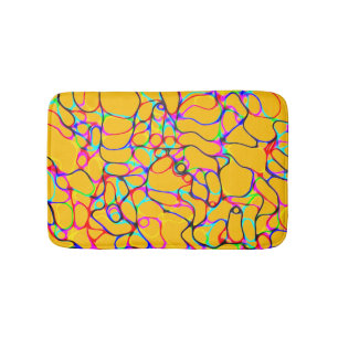 Tapete De Banheiro Padrão de Linha Curva Multicolorida