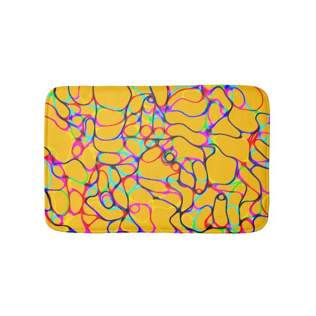 Tapete De Banheiro Padrão de Linha Curva Multicolorida (frente)