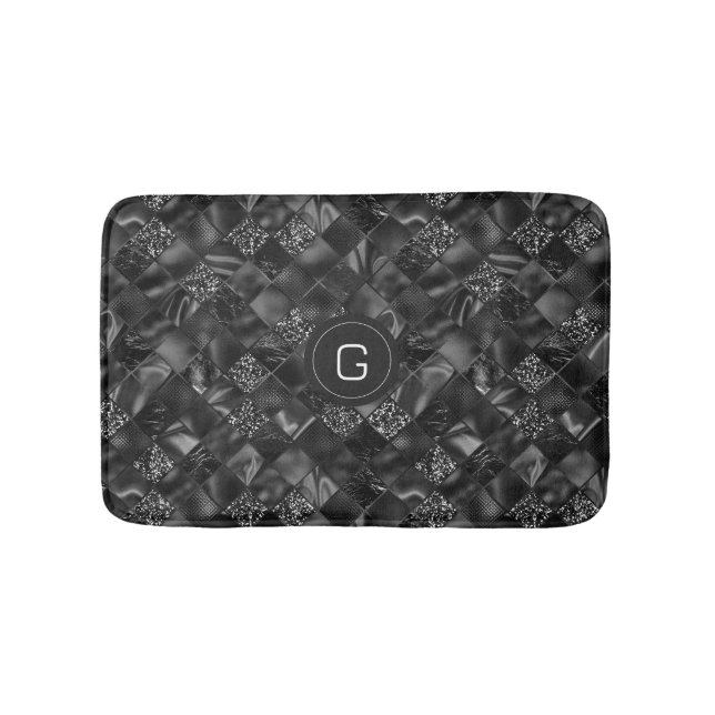 Tapete De Banheiro Padrão de Literatura Negra Monograma Moderno (frente)