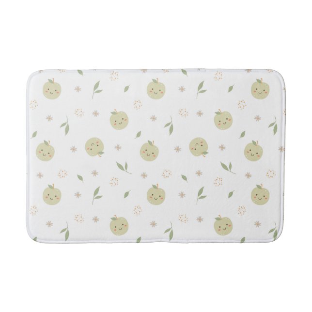 Tapete De Banheiro Padrão de Maçãs Felizes - Bath Mat (Frente)