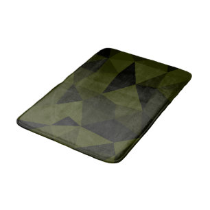 Tapete De Banheiro Padrão de malha geométrica preta verde exército es
