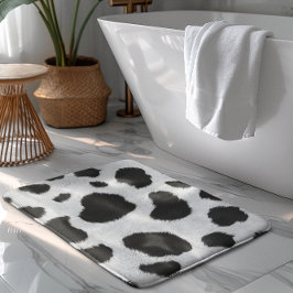 Tapete De Banheiro Padrão de manchas de vaca preto e branco em textur