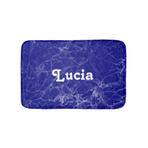 Tapete De Banheiro Padrão de mármore azul de nome personalizado