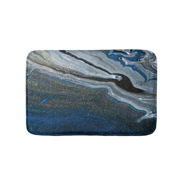 Tapete De Banheiro Padrão de Mármore Azul na Moda (frente)