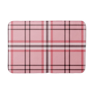 Tapete De Banheiro Padrão de moda xadrez rosa chique e cinza