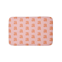 Tapete De Banheiro Padrão de Monograma de Coral Rosa Pastel Fofo