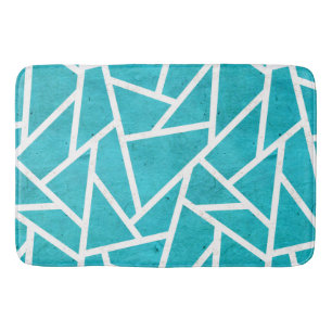 Tapete De Banheiro Padrão de mosaico azul-esverdeado e branco