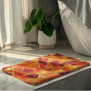 Tapete De Banheiro Padrão de mosaico de vidro colorido laranja e dour