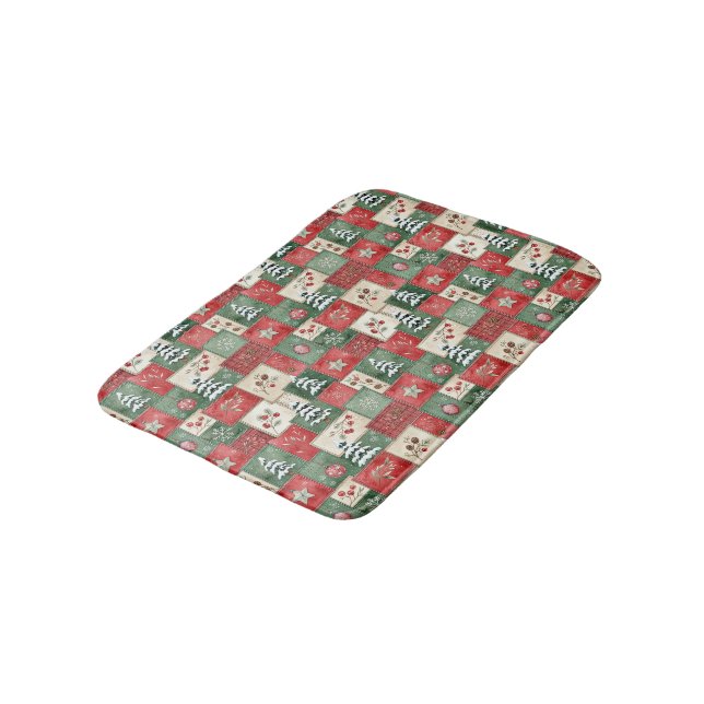 Tapete De Banheiro padrão de natal em patchwork country (Angulado)
