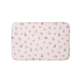 Tapete De Banheiro Padrão de Natal Rosa Aconchegante