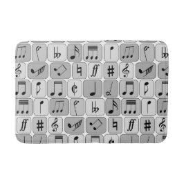 Tapete De Banheiro Padrão de Notas Geométricas de Música na moda mono