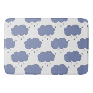 Tapete De Banheiro Padrão de nuvens de chuva azul divertida