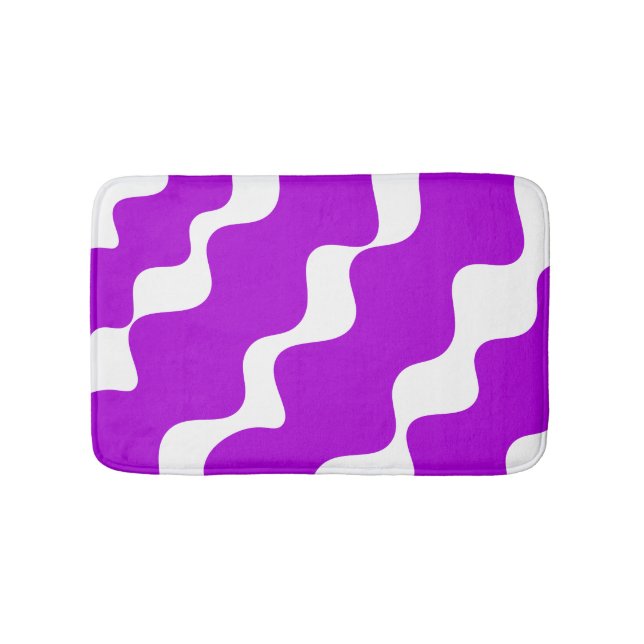 Tapete De Banheiro Padrão de ondas de entorse púrpura e branca (frente)