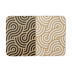 Tapete De Banheiro Padrão de Ondas do Oceano Dourado Moderno