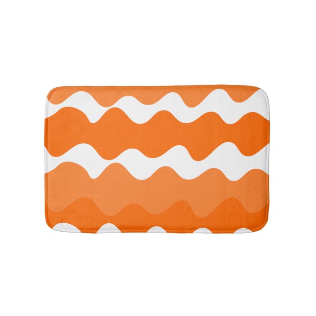 Tapete De Banheiro Padrão de ondas horizontais laranja e branca desig (frente)