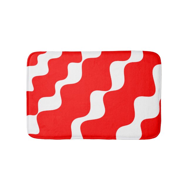Tapete De Banheiro Padrão de ondas vermelhas e brancas (frente)