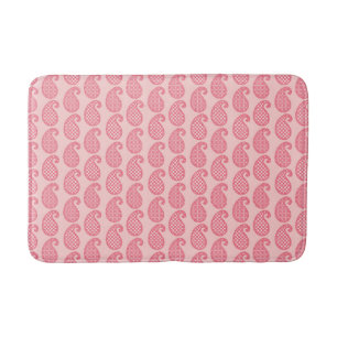 Tapete De Banheiro Padrão de Paisley, tons de coral rosa
