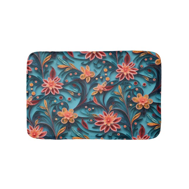 Tapete De Banheiro Padrão de papel floral sem costura Bath Mat (frente)