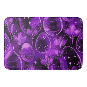 Tapete De Banheiro Padrão de Páscoa Gótico Roxo