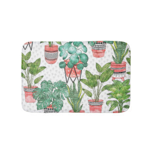 Tapete De Banheiro Padrão de Potes da Terra Cotta Plant.