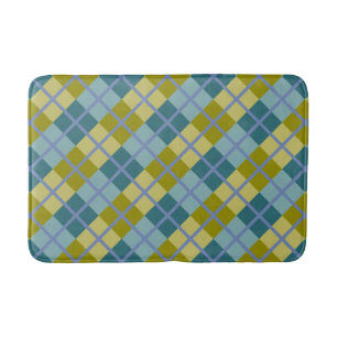Tapete De Banheiro Padrão de Púrpura Amarelo Amarelo Azul-Teal