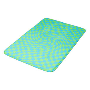 Tapete De Banheiro Padrão de Quadro de Verificação Vermelhos e Azul C