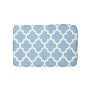 Tapete De Banheiro Padrão de Quatrefoil Azul Branco e Bebê
