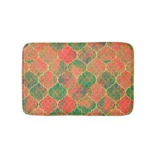Tapete De Banheiro Padrão de Quatrefoil Colorido de Aquarela