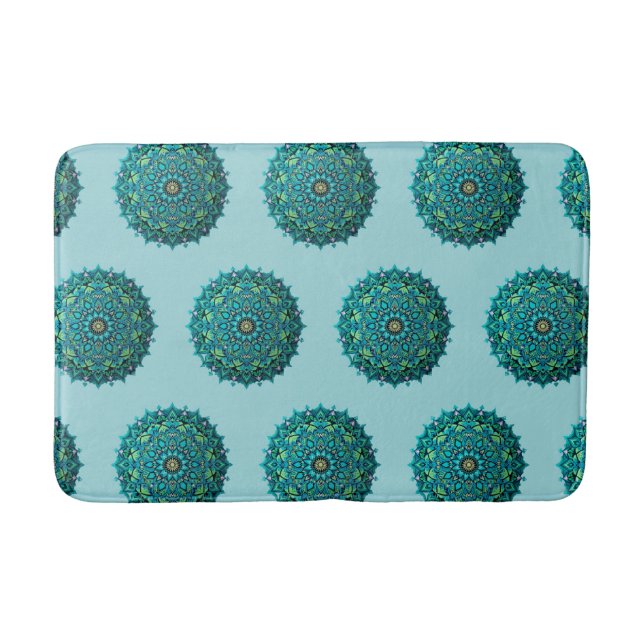 Tapete De Banheiro Padrão de repetição do Mandala azul (Frente)