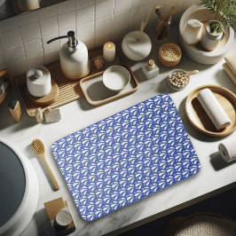 Tapete De Banheiro Padrão de respingo minimalista branco azul diverti