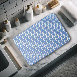 Tapete De Banheiro Padrão de respingo minimalista branco azul diverti