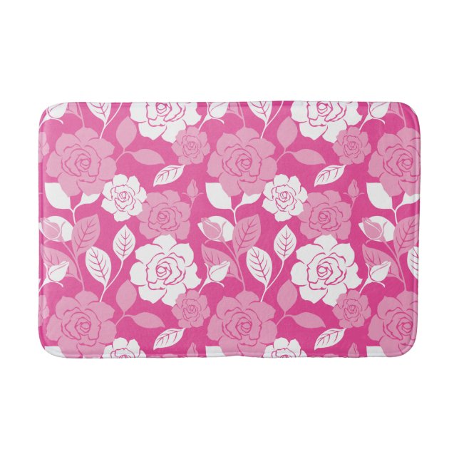 TAPETE DE BANHEIRO PADRÃO DE ROSA (ROSA) (Frente)