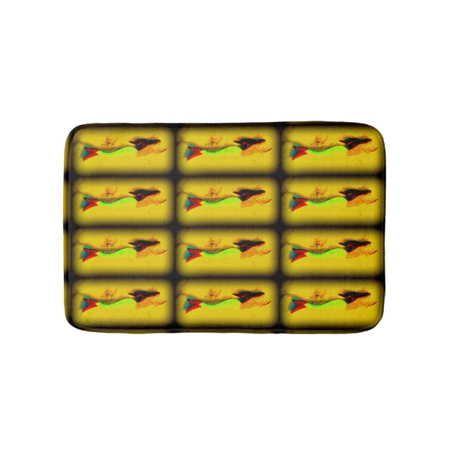 Tapete De Banheiro padrão de sereias verdes para nadar (frente)