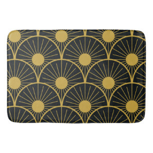 Tapete De Banheiro Padrão de sol abstrato art déco preto e dourado