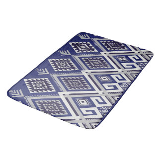 Tapete De Banheiro Padrão de Superfície de Motivo Tribal Azul Naval