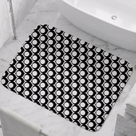 Tapete De Banheiro Padrão de Treliça de Círculo Preto e Branco Modern