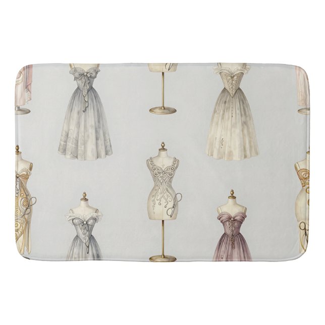 Tapete De Banheiro Padrão de Vestido de Baile de Manequim Vintage (Frente)