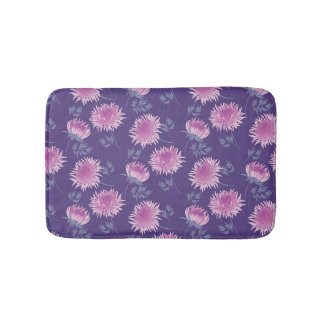 Tapete De Banheiro Padrão de Vintagem da Flor Violeta Chrysanthemum