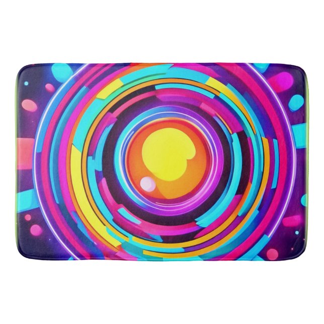 Tapete De Banheiro Padrão de Vórtice de Círculo Neon (Frente)
