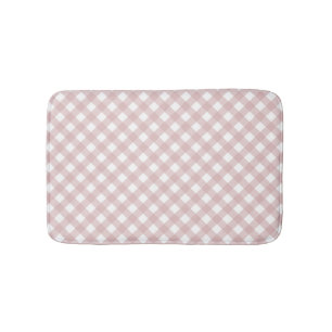 Tapete De Banheiro Padrão de Xadrez de Sombreado Rosa Maciço Minimali