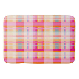 Tapete De Banheiro Padrão De Xadrez Rosa Da Vintagem Retroativa Em Pa