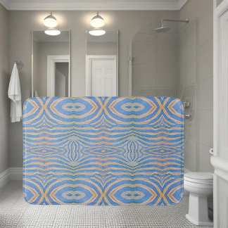 Tapete De Banheiro Padrão de zebra azul e dourado texturizado e simét