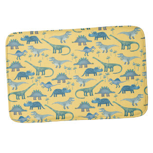 Tapete De Banheiro Padrão Dinossauro Pré-Histórico Bonito Amarelo