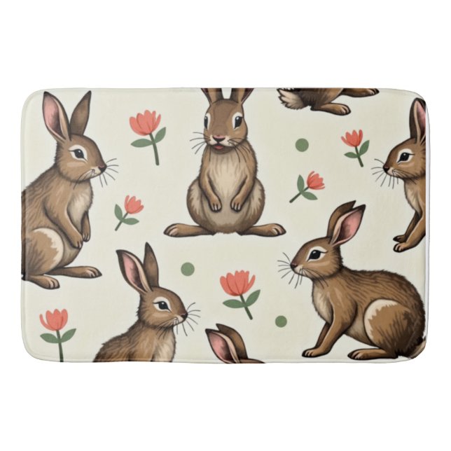 Tapete De Banheiro Padrão do coelho da vinheta (Frente)