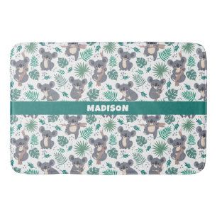 Tapete De Banheiro Padrão do Cute Koalas de Nome Personalizado
