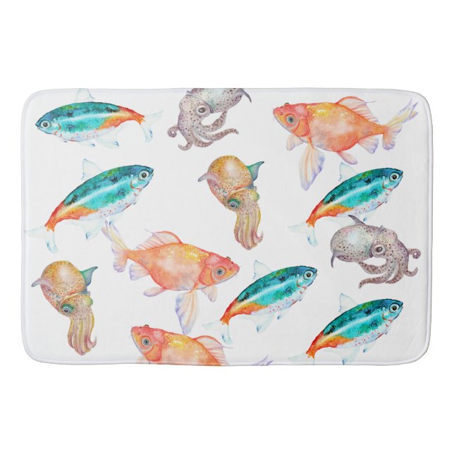 Tapete De Banheiro Padrão dos animais marinhos (Frente)