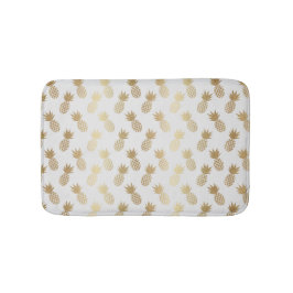 Tapete De Banheiro Padrão Dourado de abacaxi