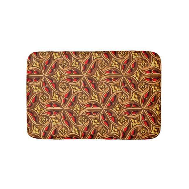 Tapete De Banheiro Padrão Egípcio Dourado e Vermelho Decorativo Vinta (frente)